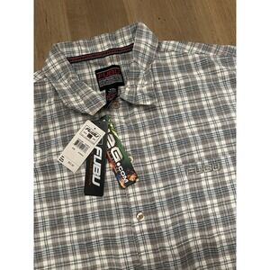 Fubu The Collection Shirt 2XL Mens Button Down Khaki Plaid Casual Y2K New